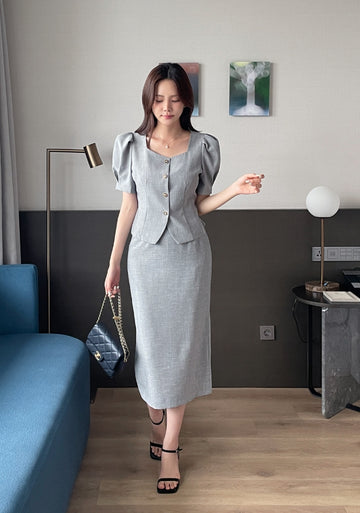 Milia Heartneck Puff Short Sleeve Jacket